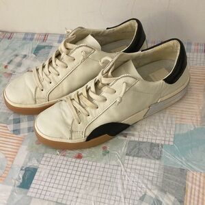 Dolce Vita Stylish White and Black Leather Sneakers with silver heels